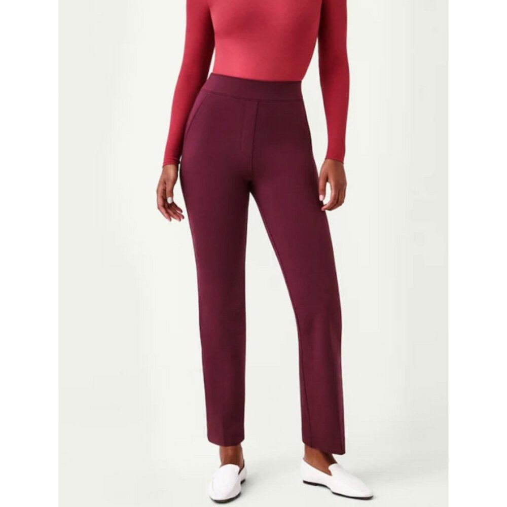 Spanx Perfect Pant Kick Flare Chianti Ponte High-Rise Waist Shapewear Slacks 3X